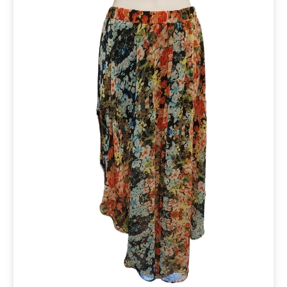 JOE Benbasset Asymmetrical High Low Floral Skirt, Size M - Picture 2 of 10